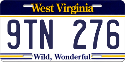 WV license plate 9TN276