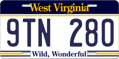 WV license plate 9TN280