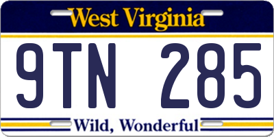 WV license plate 9TN285