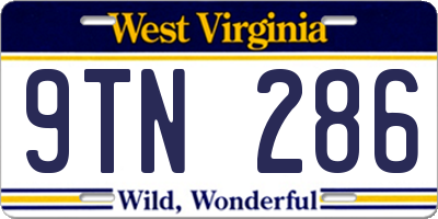 WV license plate 9TN286