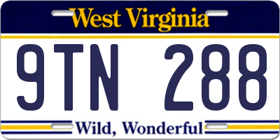 WV license plate 9TN288