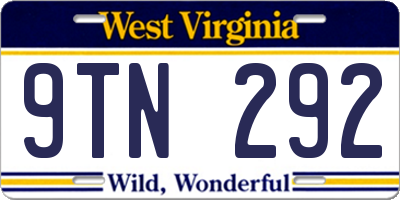 WV license plate 9TN292