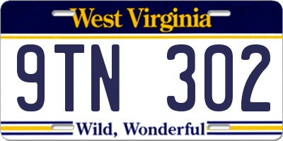 WV license plate 9TN302
