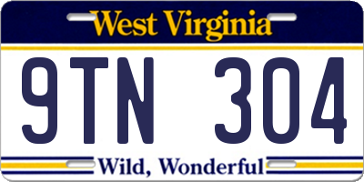 WV license plate 9TN304