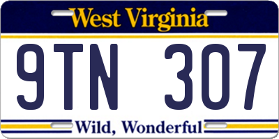 WV license plate 9TN307