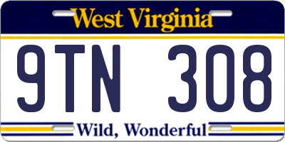 WV license plate 9TN308