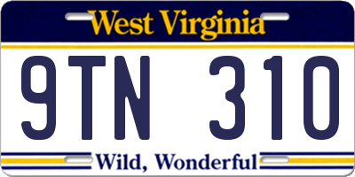 WV license plate 9TN310