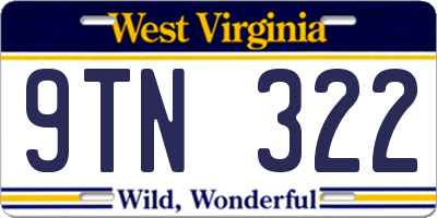 WV license plate 9TN322