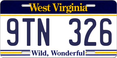 WV license plate 9TN326