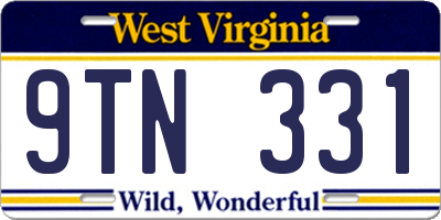 WV license plate 9TN331