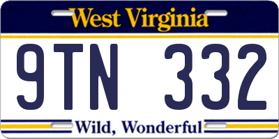 WV license plate 9TN332