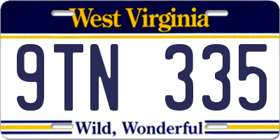 WV license plate 9TN335