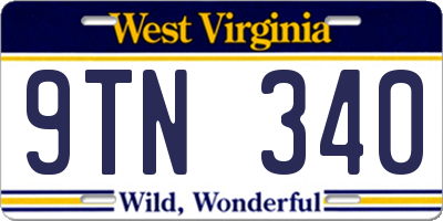 WV license plate 9TN340