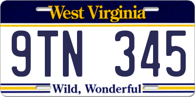 WV license plate 9TN345