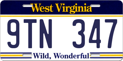 WV license plate 9TN347