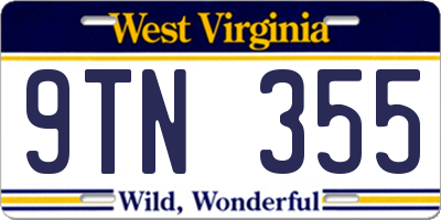 WV license plate 9TN355