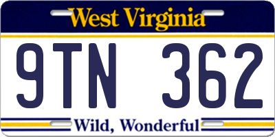 WV license plate 9TN362