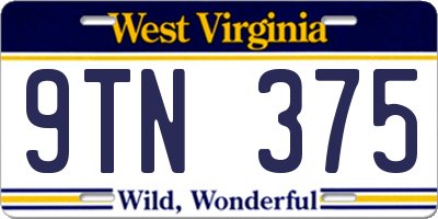 WV license plate 9TN375