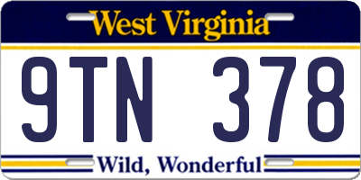 WV license plate 9TN378