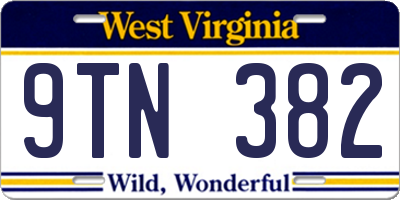 WV license plate 9TN382