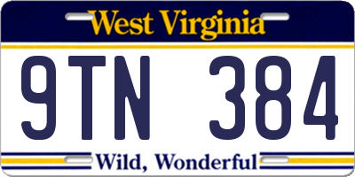 WV license plate 9TN384