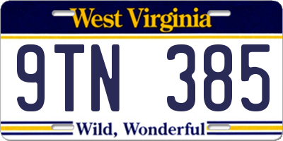 WV license plate 9TN385
