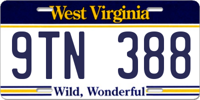WV license plate 9TN388