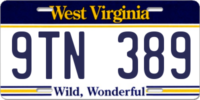 WV license plate 9TN389