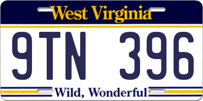 WV license plate 9TN396