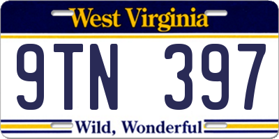 WV license plate 9TN397