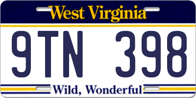 WV license plate 9TN398