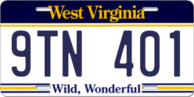 WV license plate 9TN401