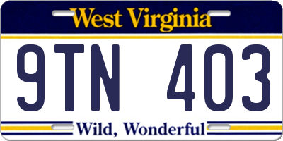 WV license plate 9TN403
