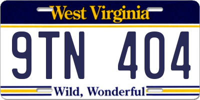 WV license plate 9TN404