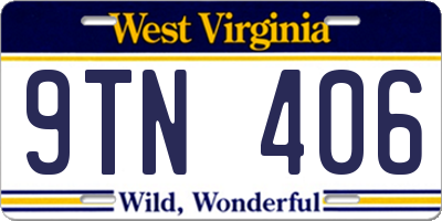 WV license plate 9TN406
