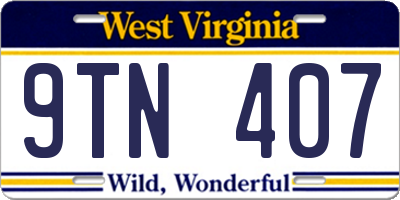 WV license plate 9TN407