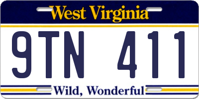 WV license plate 9TN411