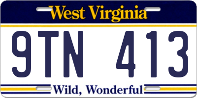 WV license plate 9TN413