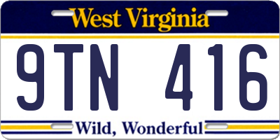 WV license plate 9TN416