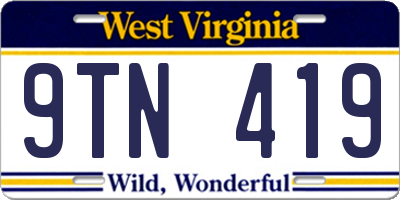WV license plate 9TN419
