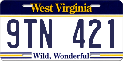 WV license plate 9TN421