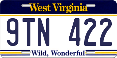 WV license plate 9TN422