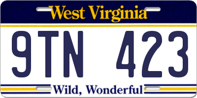 WV license plate 9TN423