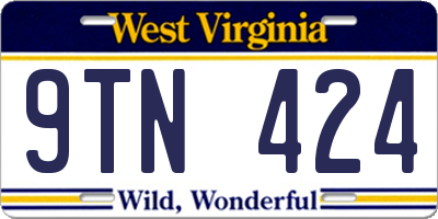 WV license plate 9TN424