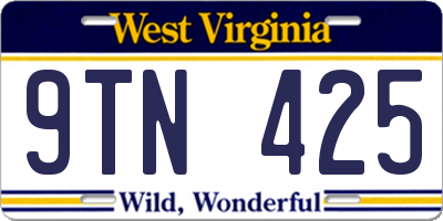 WV license plate 9TN425