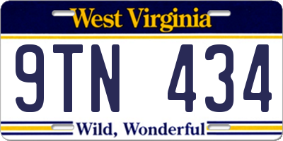 WV license plate 9TN434