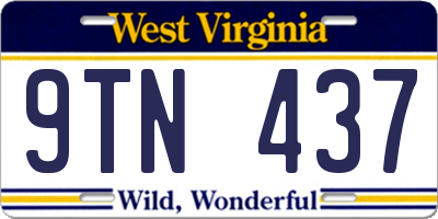 WV license plate 9TN437