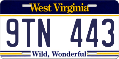 WV license plate 9TN443