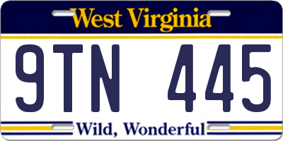 WV license plate 9TN445