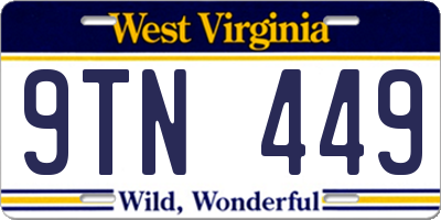 WV license plate 9TN449